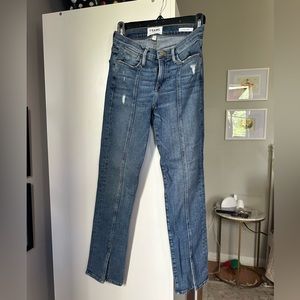 Frame le high straight size 23 jeans distressed with kick flare slit